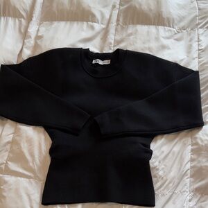 Zara black cinched waist sweater Knit Top